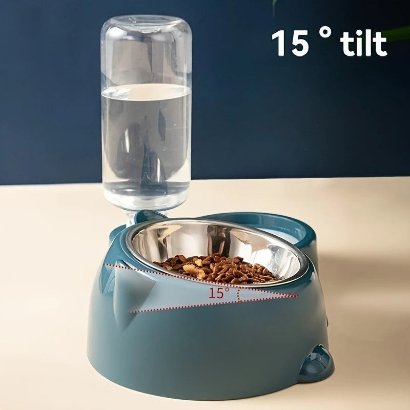 Foder och Vattenskål 2 i 1 för Katt