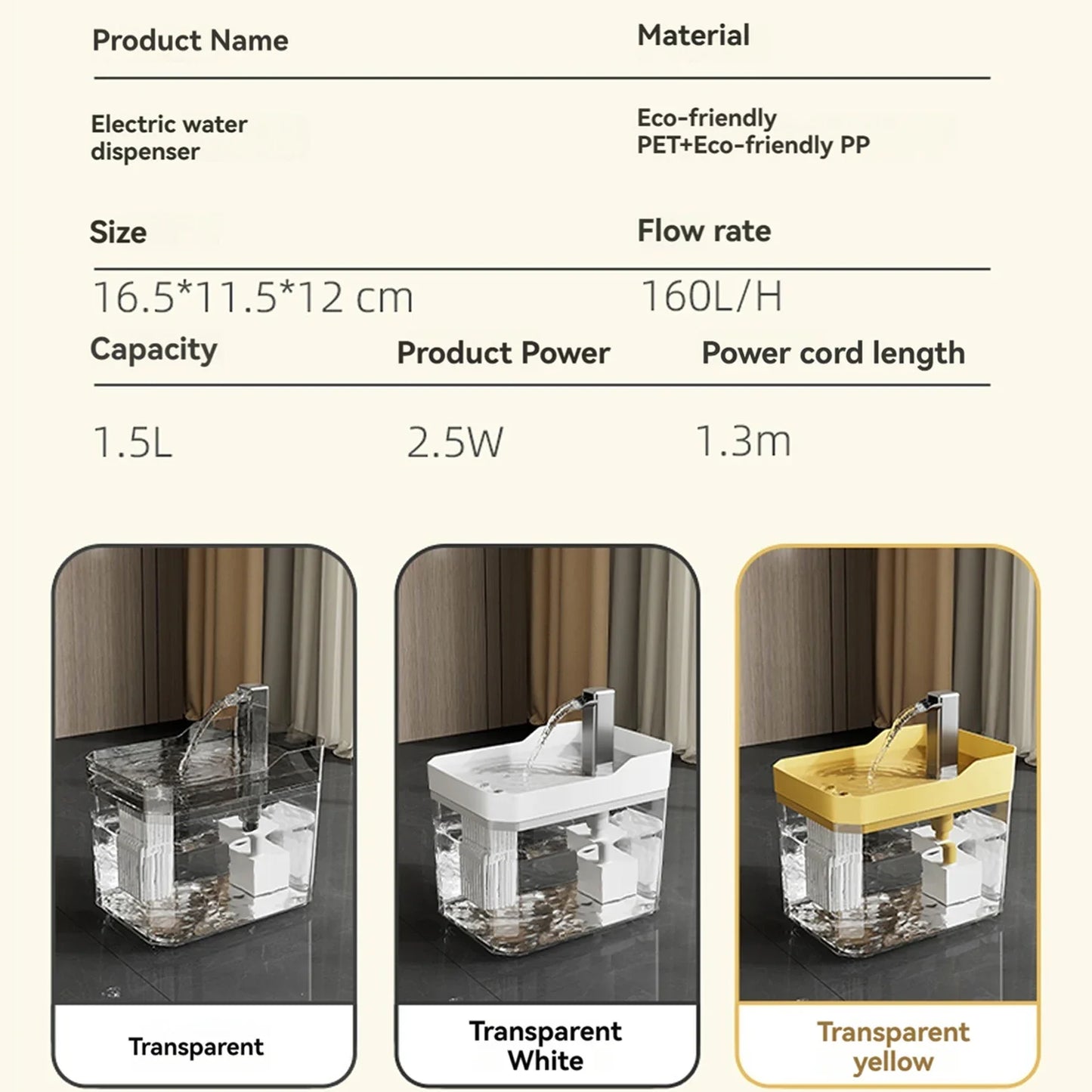 GoldenFlow™ Kattfontän 1.5L