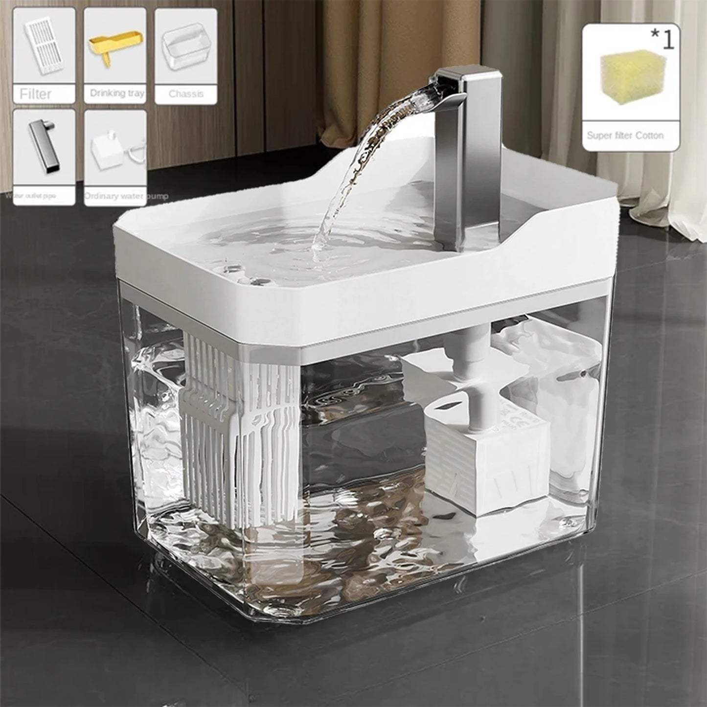 GoldenFlow™ Kattfontän 1.5L